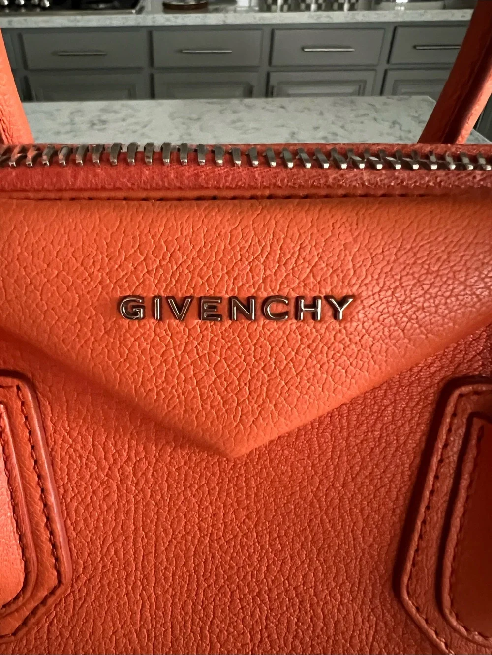 Givenchy Antigona Bag Orange Leather with Silver Hardware